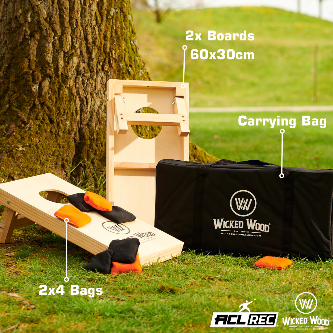 Cornhole Set Mini - Wicked Wood - 60x30cm - Incl pouches and Carrying Bag - ACL REC
